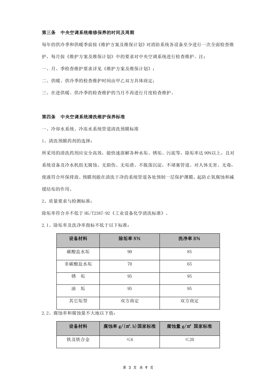 中央空调系统清洗维修保养合同协议书范本_第3页
