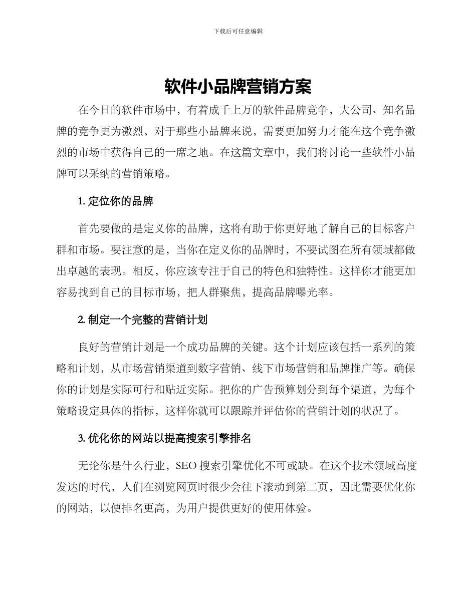 软件小品牌营销方案_第1页