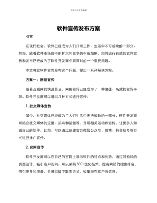 软件宣传发布方案