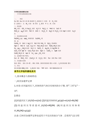 中学常见物质颜色归纳