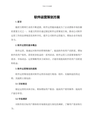 软件运营策划方案