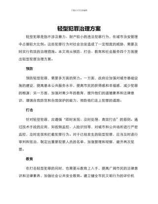 轻型犯罪治理方案