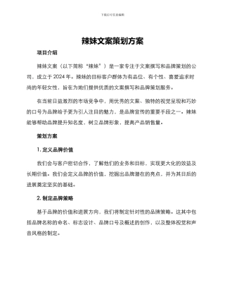辣妹文案策划方案
