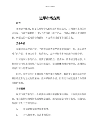 进军市场方案