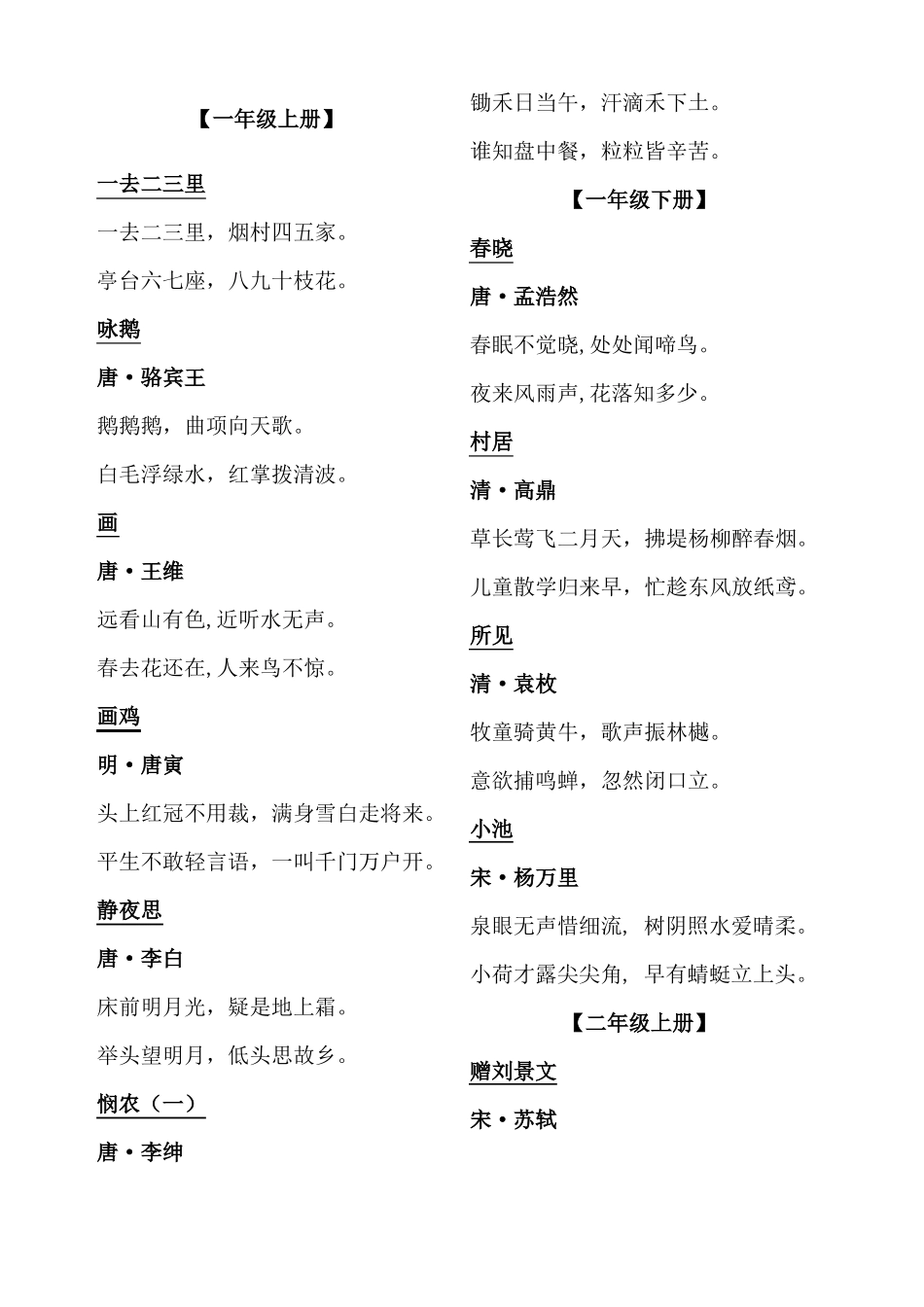 中小学古诗词全集_第1页