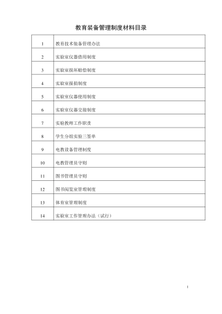 中小学教育装备管理制度材料目录