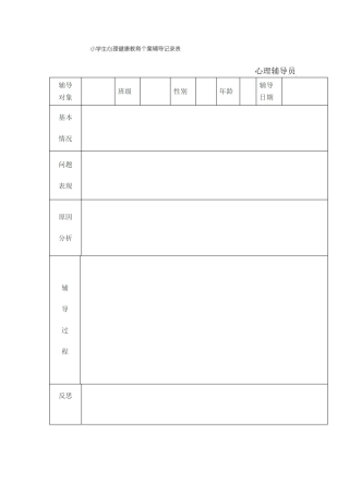 中小学生心理个案辅导记录表