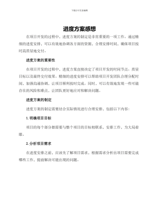 进度方案感想