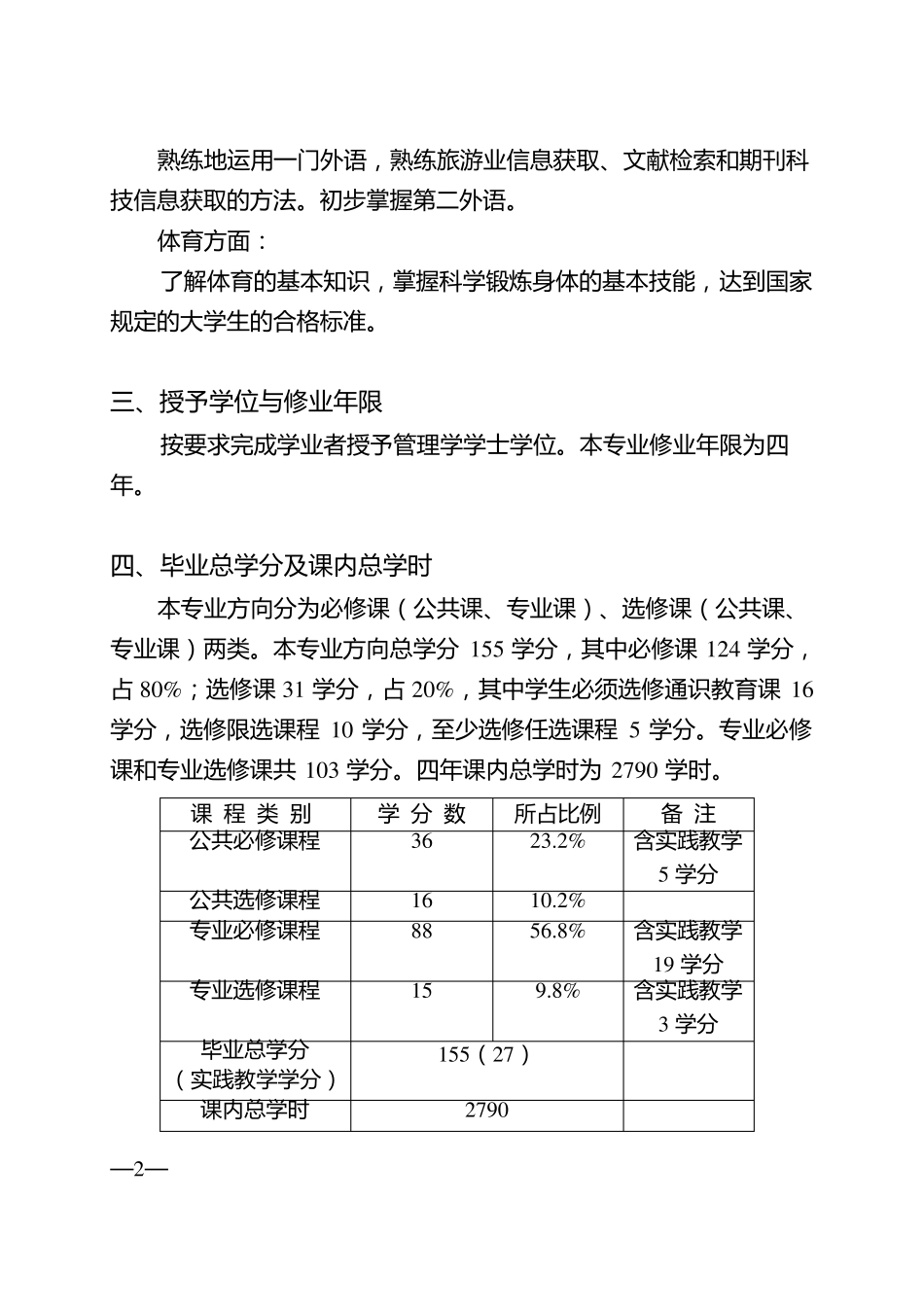 中山大学培养方案之旅游学院-旅游管理专业_第2页