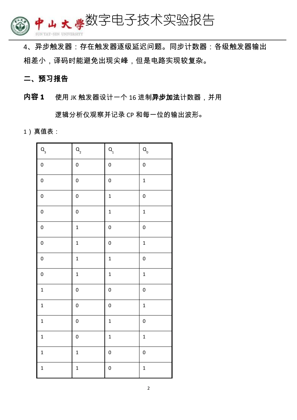 中山大学数字电路试验九_第2页