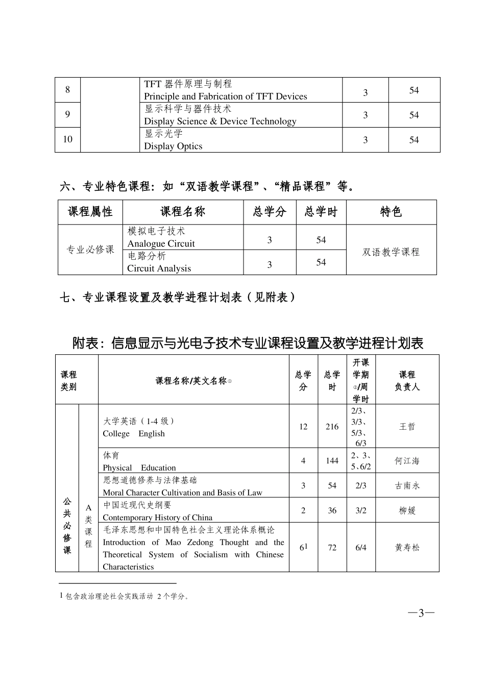 中山大学培养方案之物理科学与工程技术学院-光电信息科学与工程专业信息显示与光电技术方向_第3页