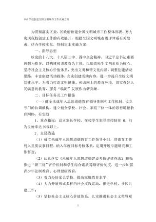 中山学校创建全国文明城工作实施方案