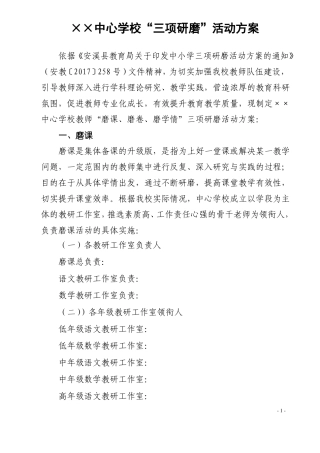 中心学校三项研磨活动方案