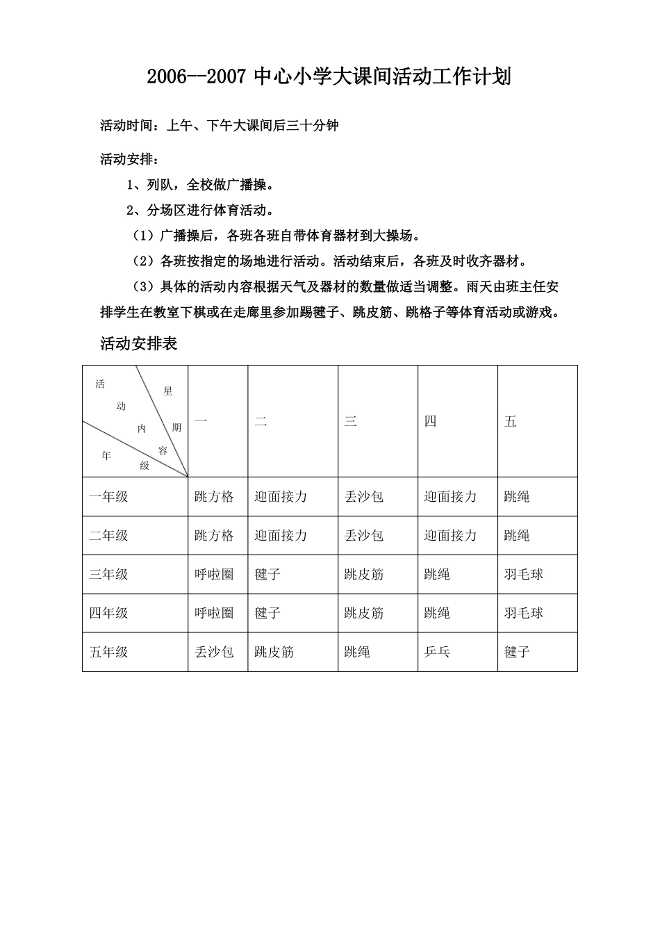中心小学大课间活动计划_第3页