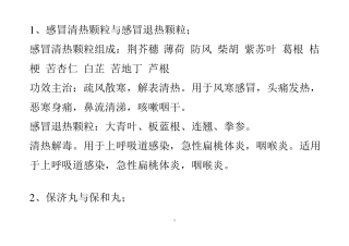 中成药比较汇总