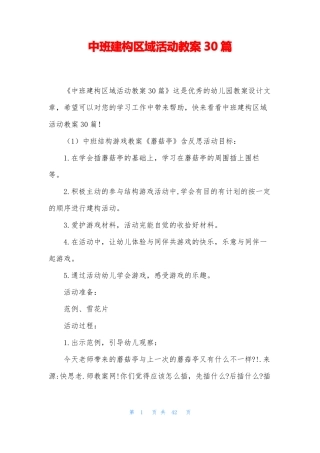 中班建构区域活动教案30篇