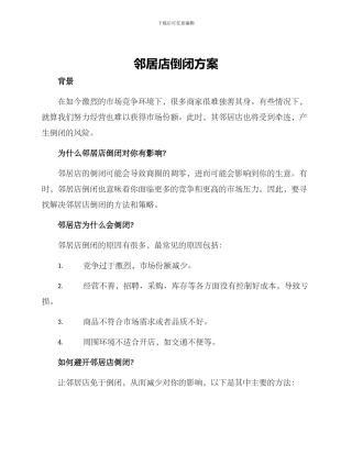 邻居店倒闭方案