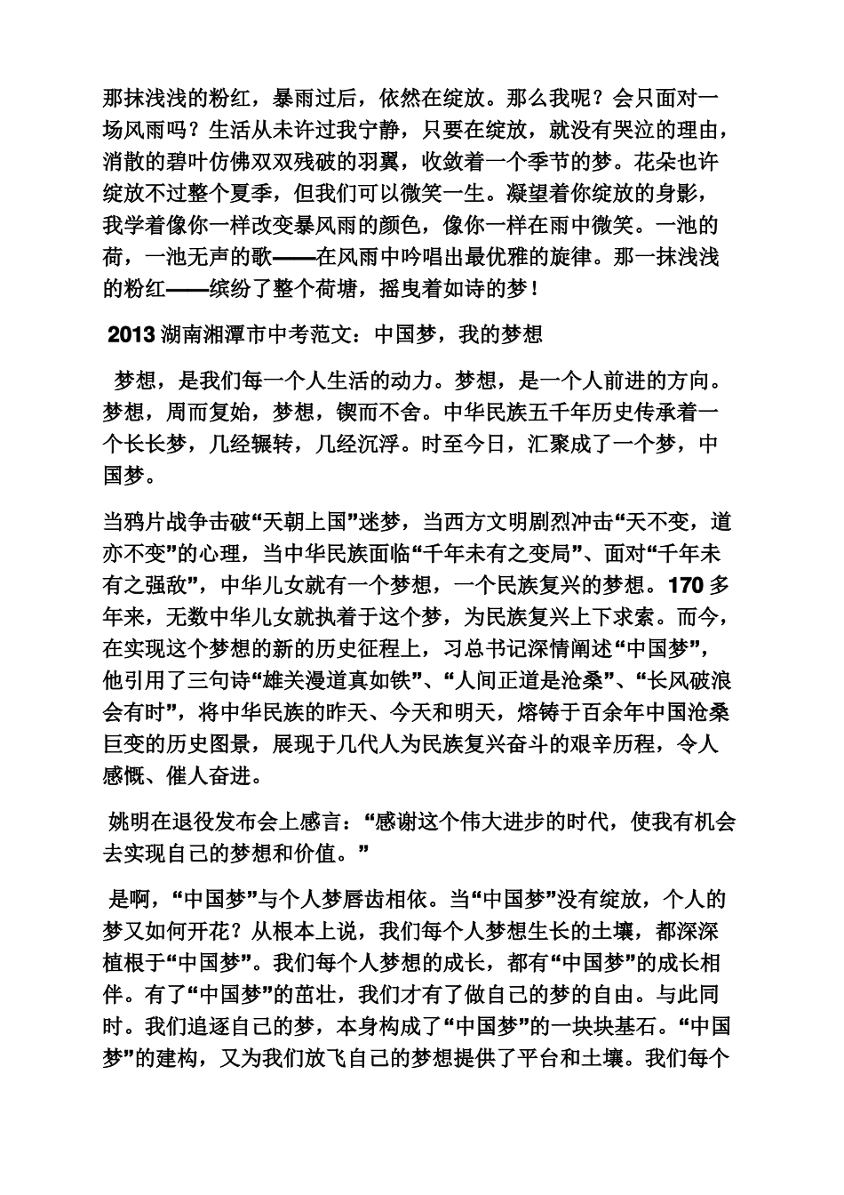 中考作文之中考满分作文集锦_第2页