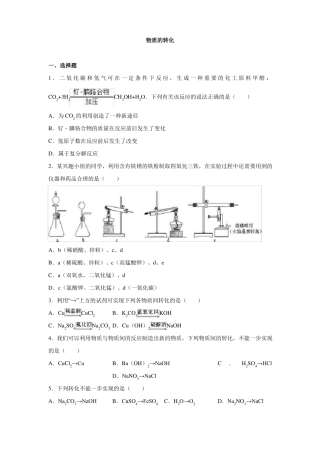 中考化学专题练习物质的转化含答案