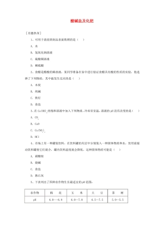 中考化学酸碱盐及化肥专题练习