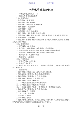 中考化学重点知识点