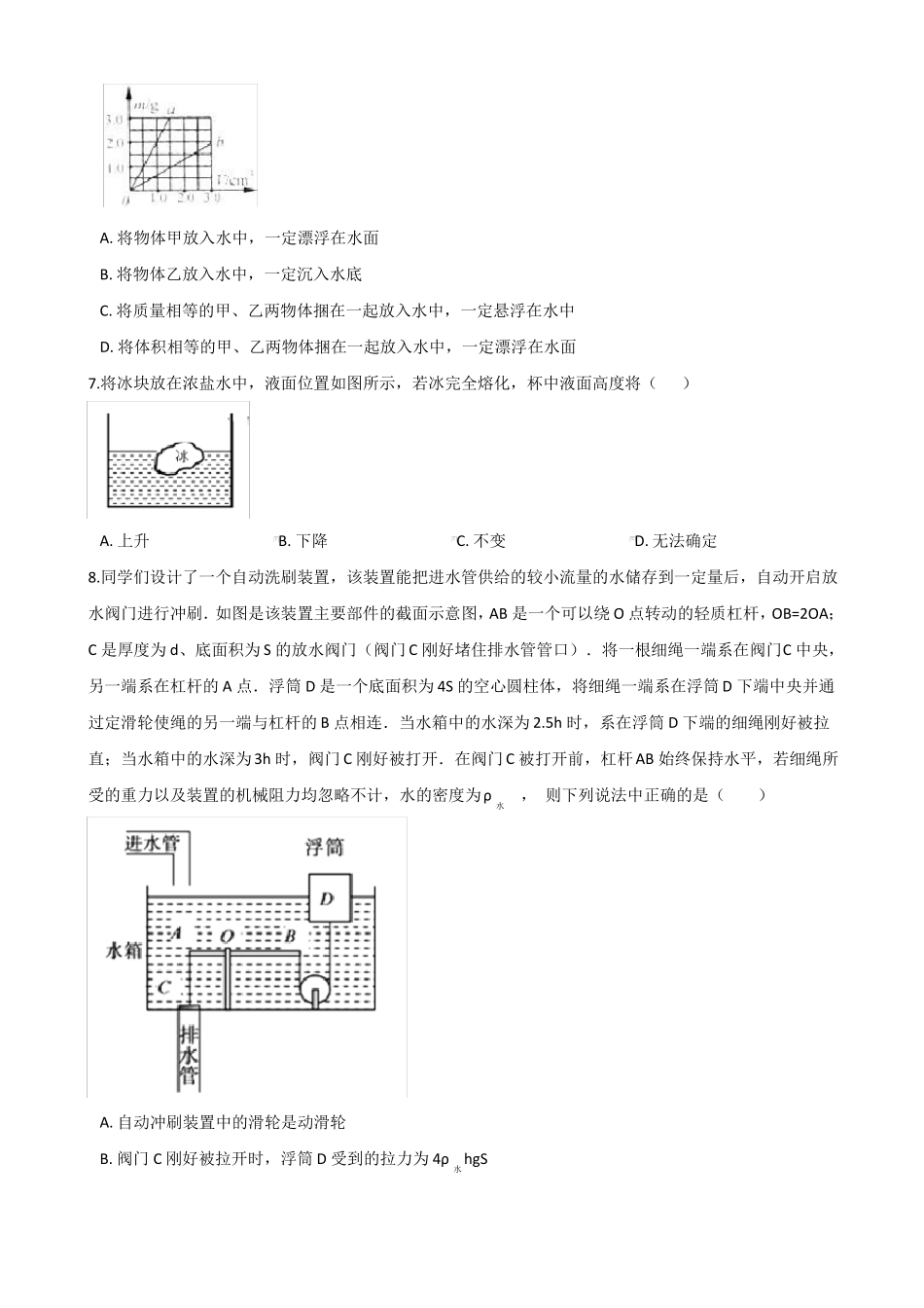 中考复习专题训练浮力_第2页