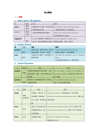 中考常考词词义辨析