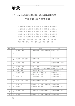 中考文言文点击150个实词和6个虚词