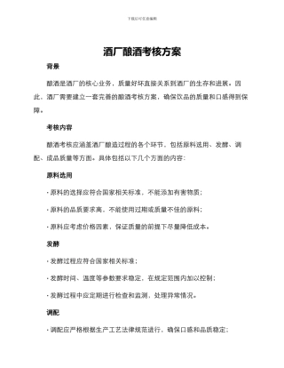 酒厂酿酒考核方案