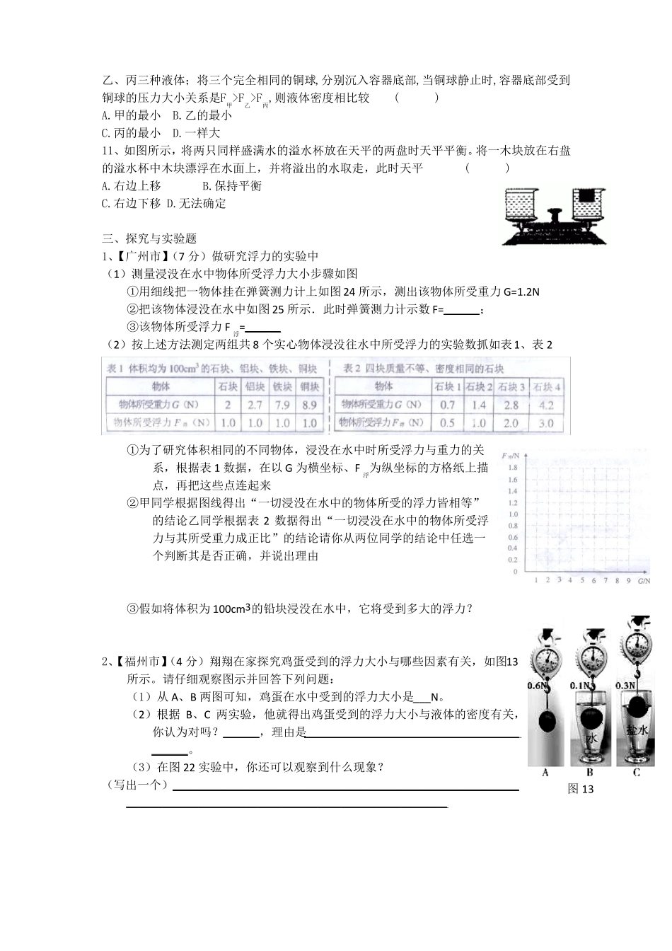 中考浮力典型题目_第3页