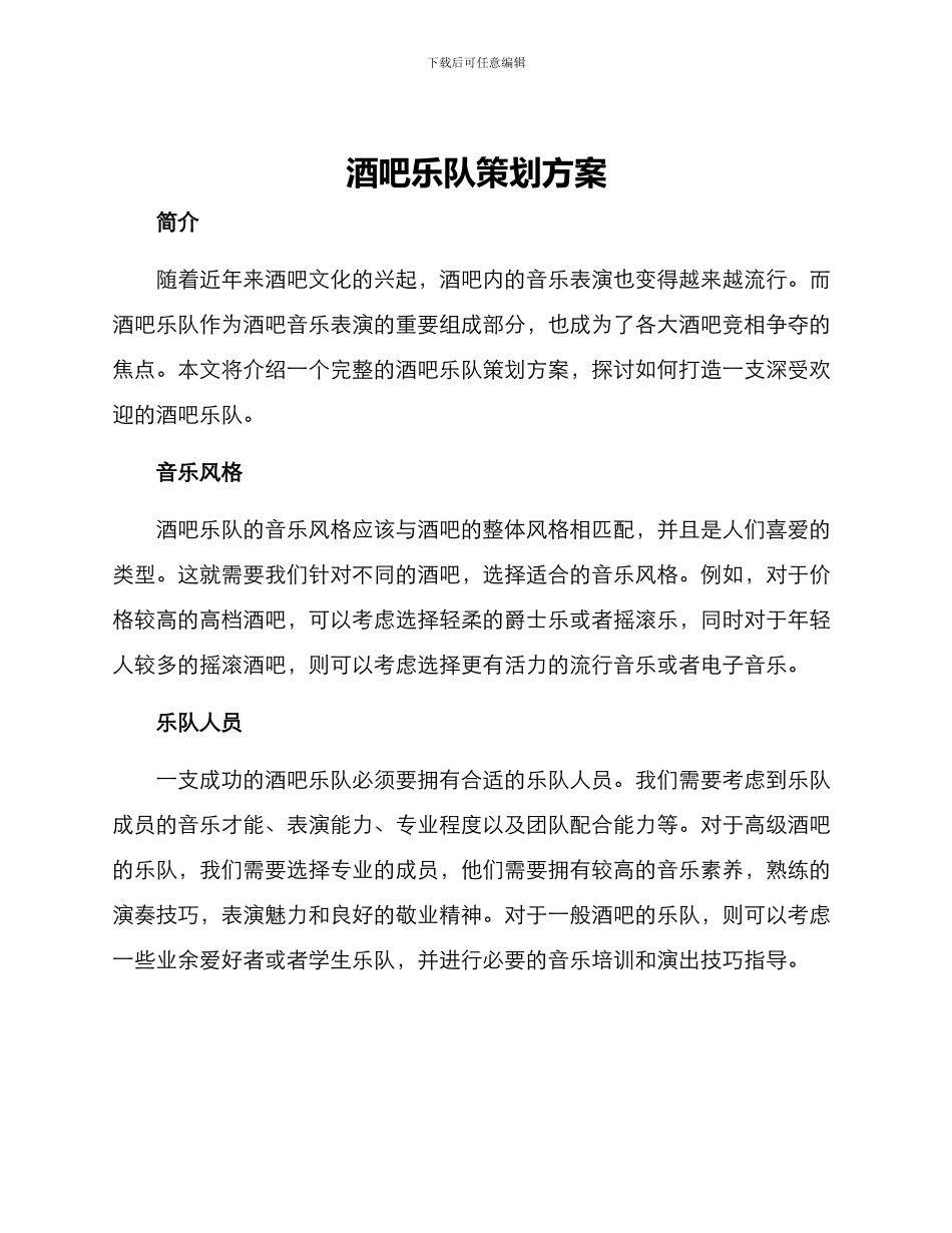 酒吧乐队策划方案_第1页