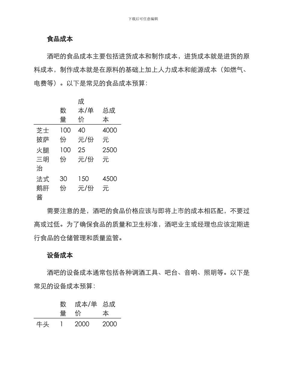 酒吧产品预算方案_第2页