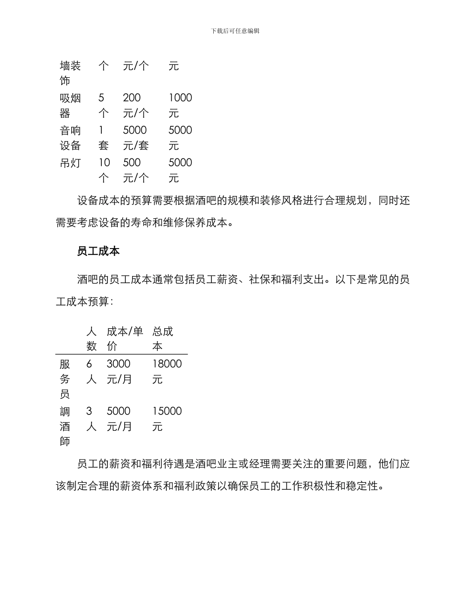 酒吧产品预算方案_第3页