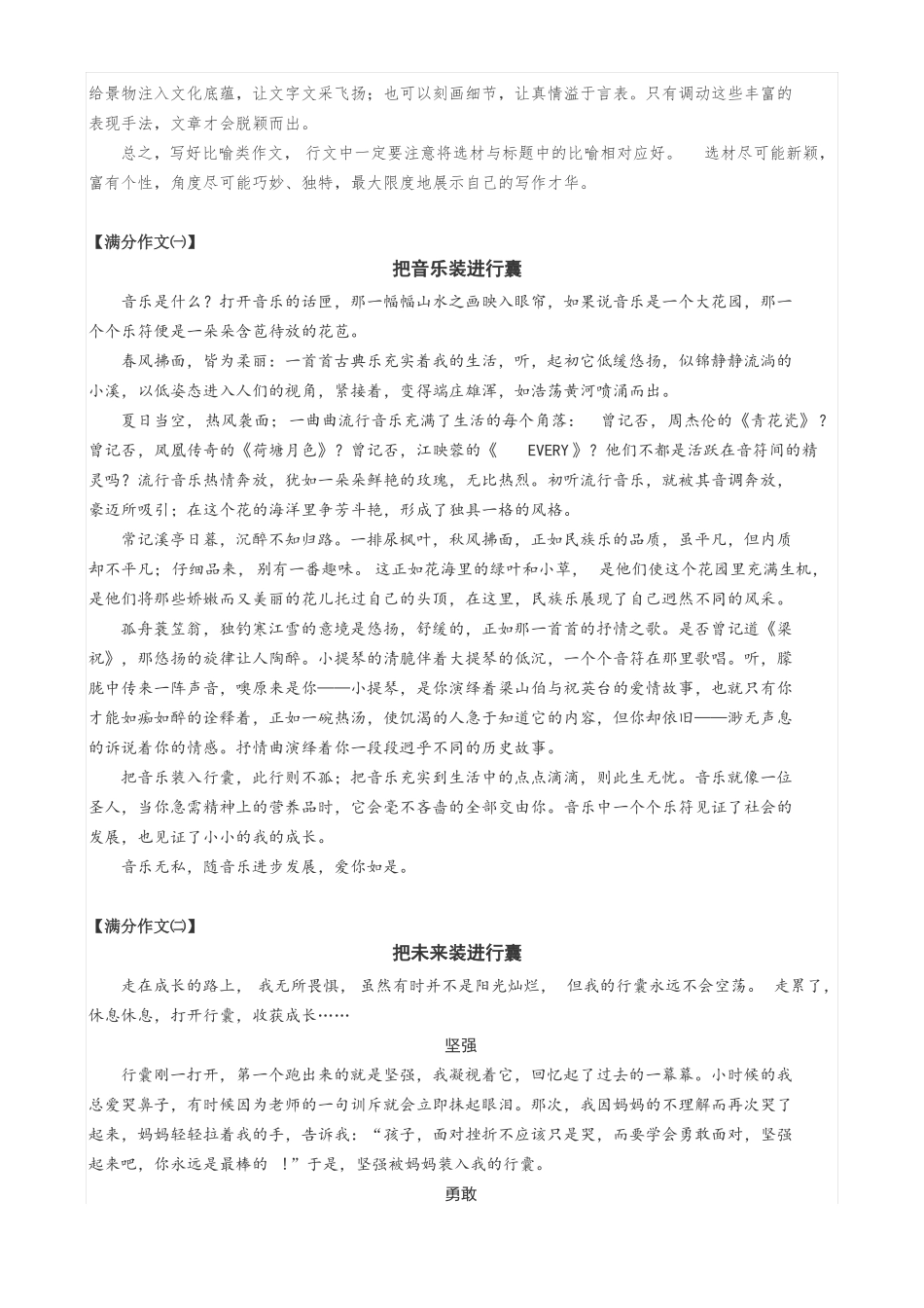 中考满分作文：把______装进行囊7篇_第2页