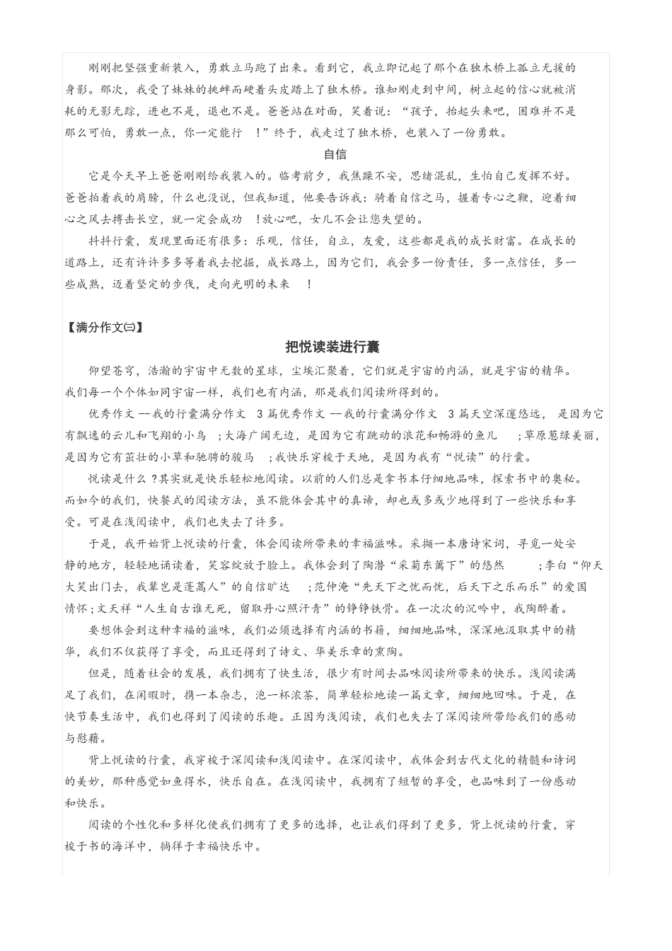 中考满分作文：把______装进行囊7篇_第3页