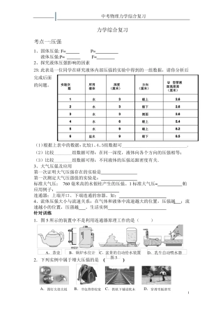 中考物理力学综合试题