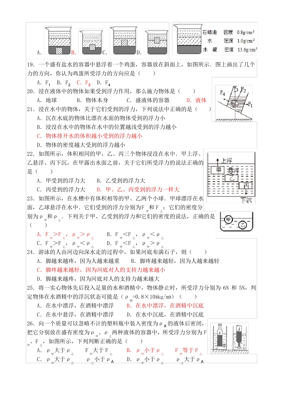 中考物理浮力经典难题选择题_第3页