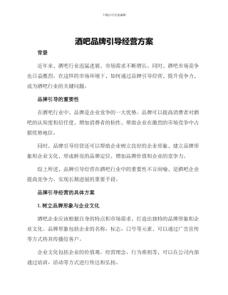 酒吧品牌引导经营方案