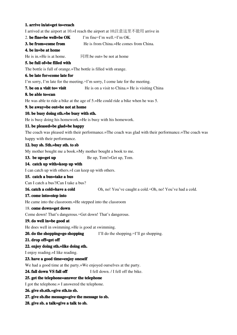 中考英语专题训练---任务型阅读同义词组归纳_第1页