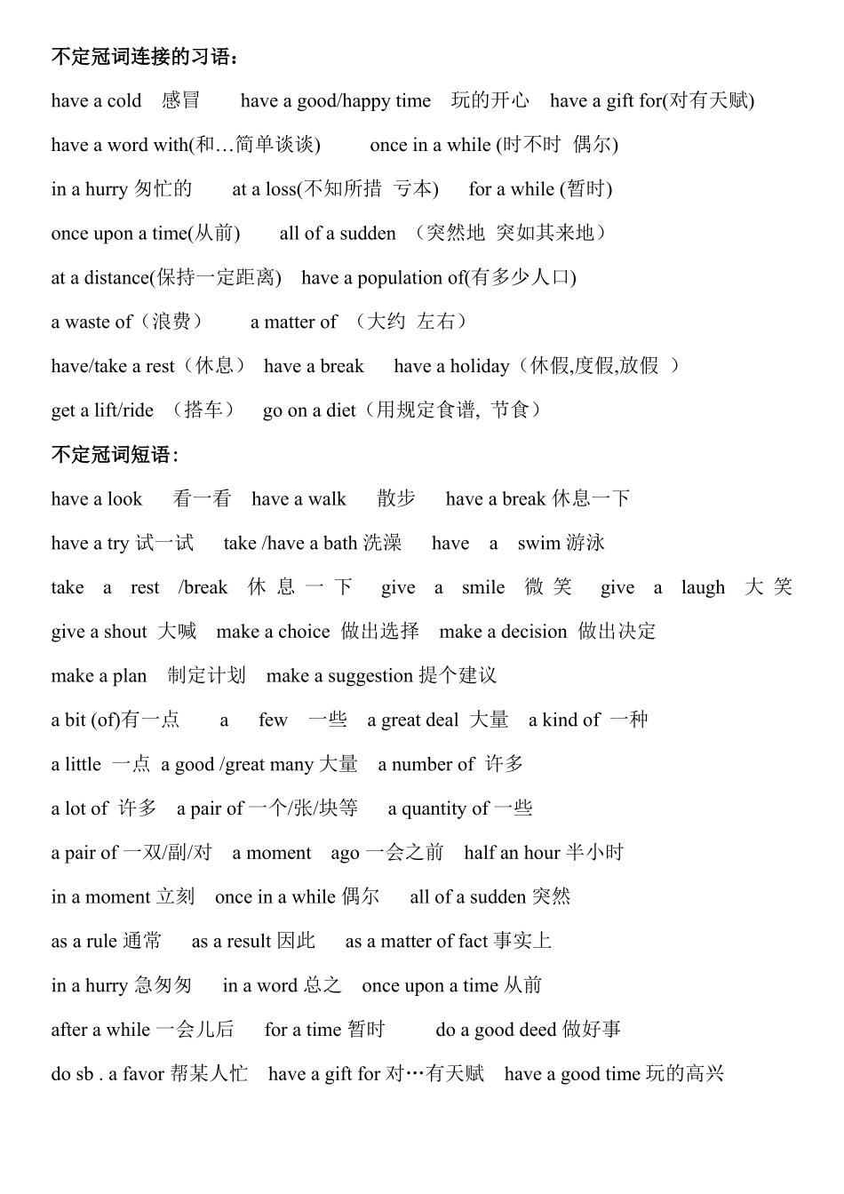 中考英语之冠词固定搭配常记_第1页