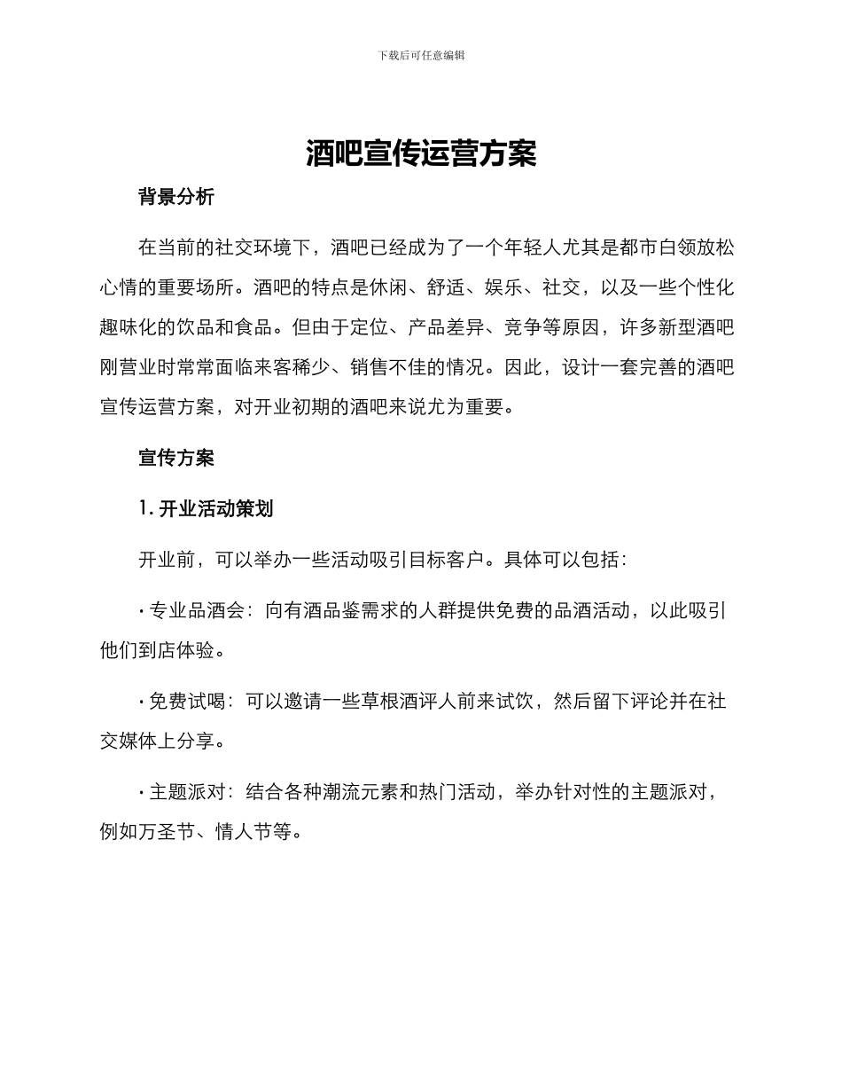 酒吧宣传运营方案_第1页