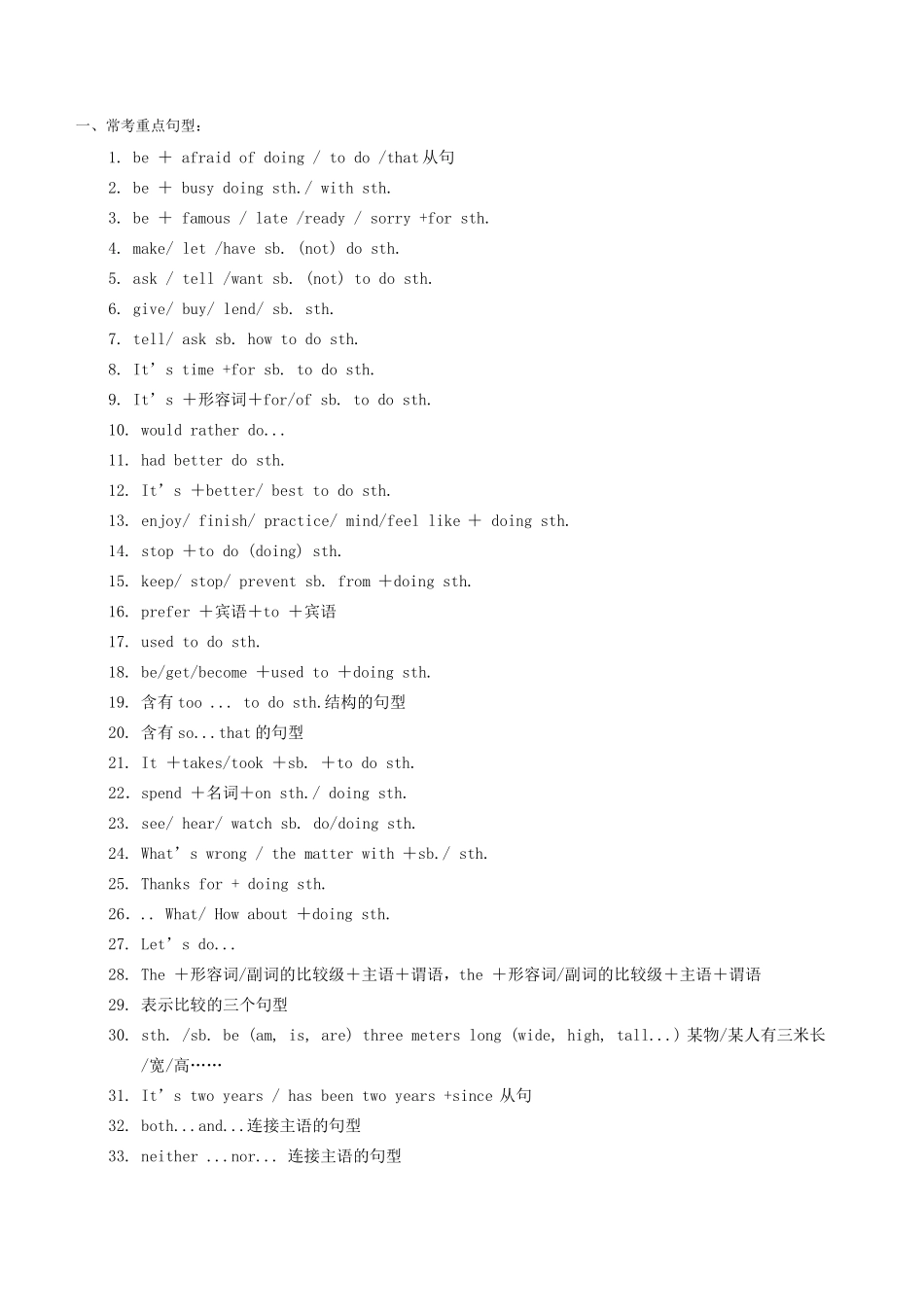 中考英语必备考试句型句及例句_第1页