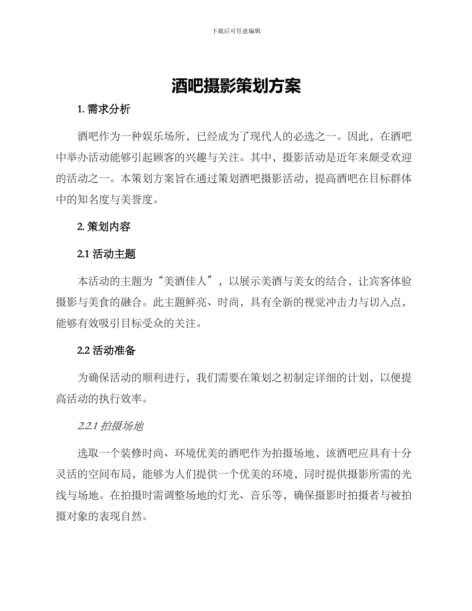酒吧摄影策划方案_第1页