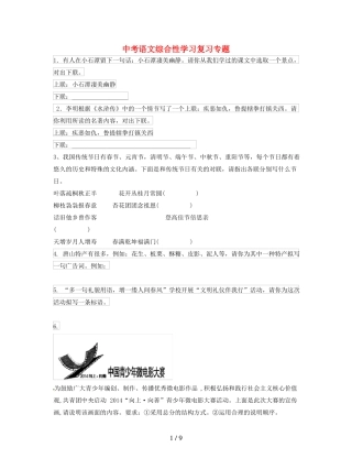 中考语文综合性学习复习专题