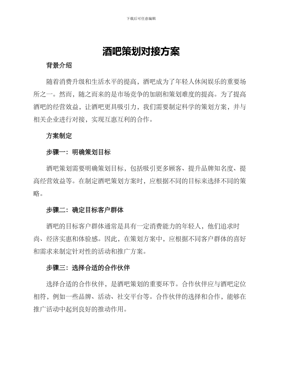 酒吧策划对接方案_第1页