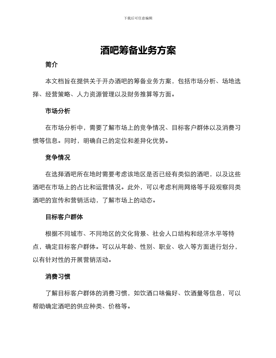 酒吧筹备业务方案_第1页