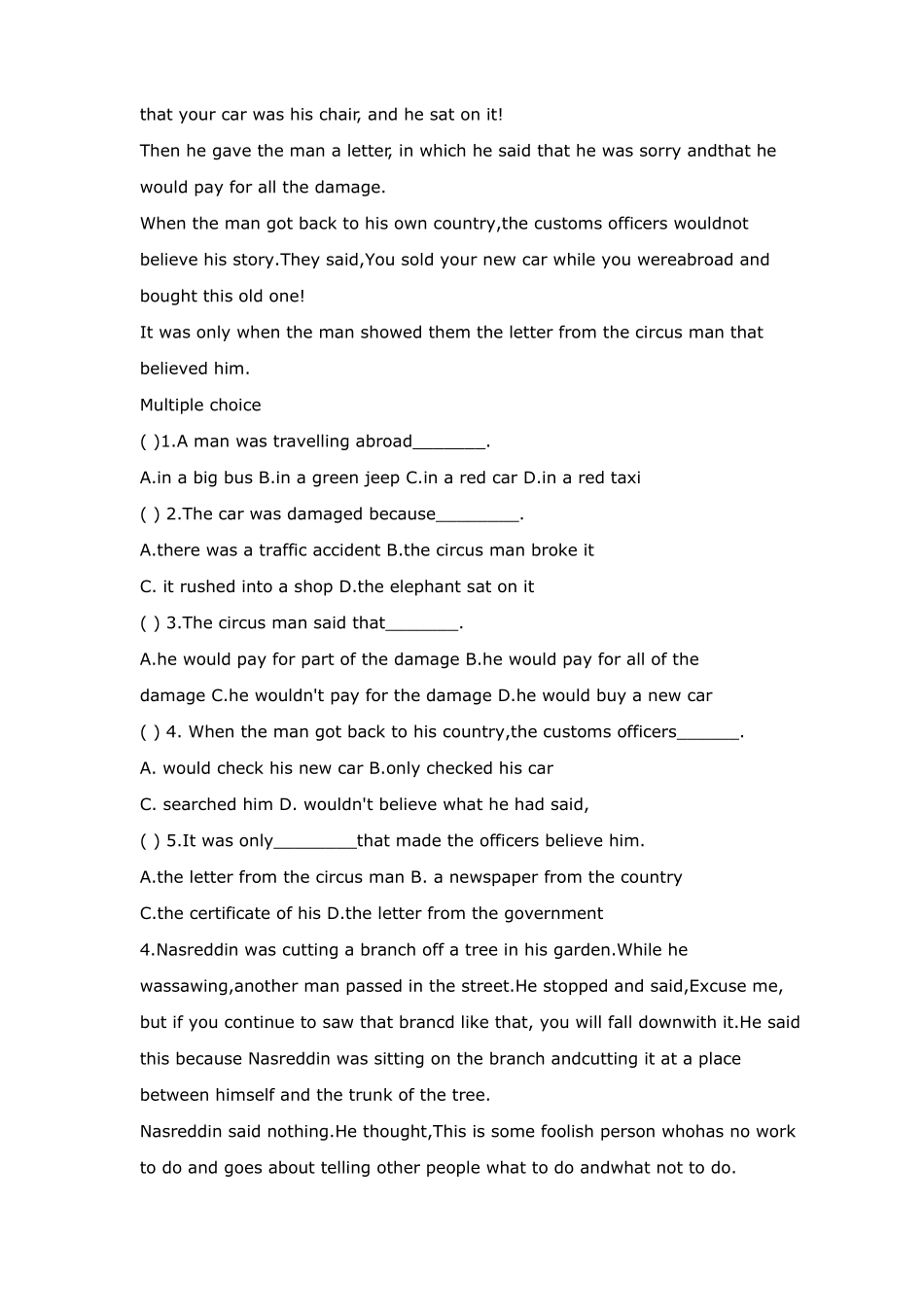 中职一年级英语阅读理解_第3页