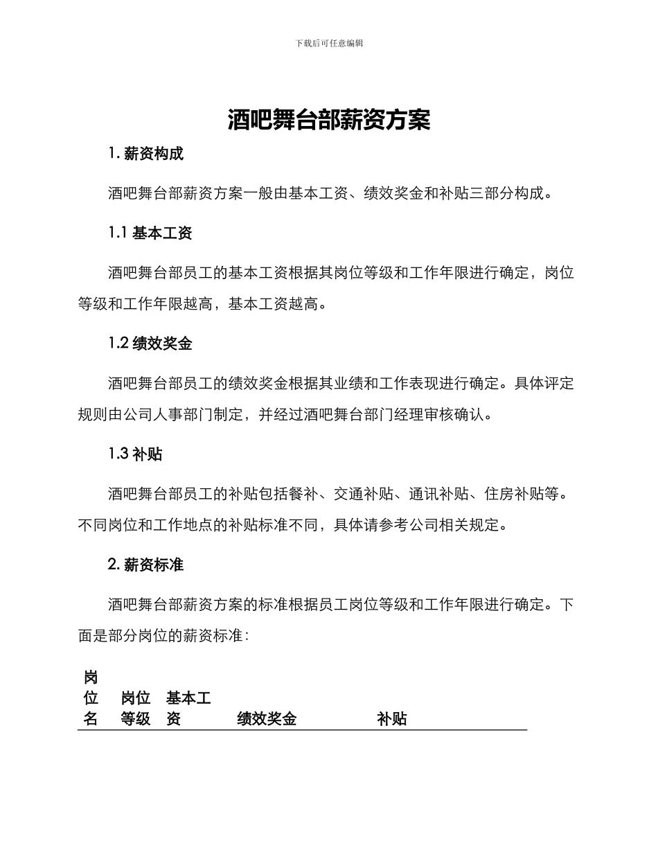 酒吧舞台部薪资方案_第1页