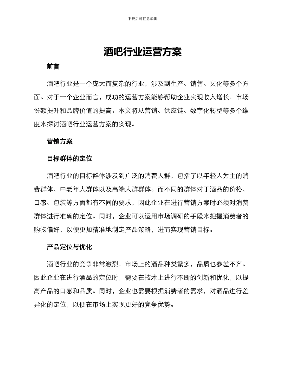 酒吧行业运营方案_第1页