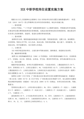 中职学校岗位设置方案及说明书